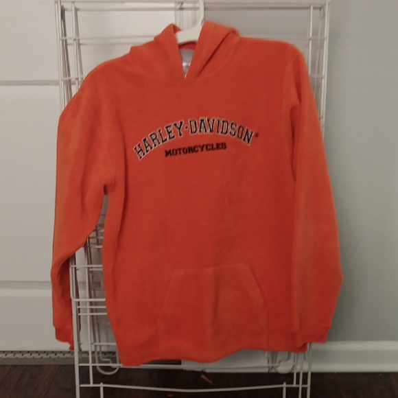 Harley-Davidson Other - Harley-Davidson Orange sherpa fleece Hoodie youth XL